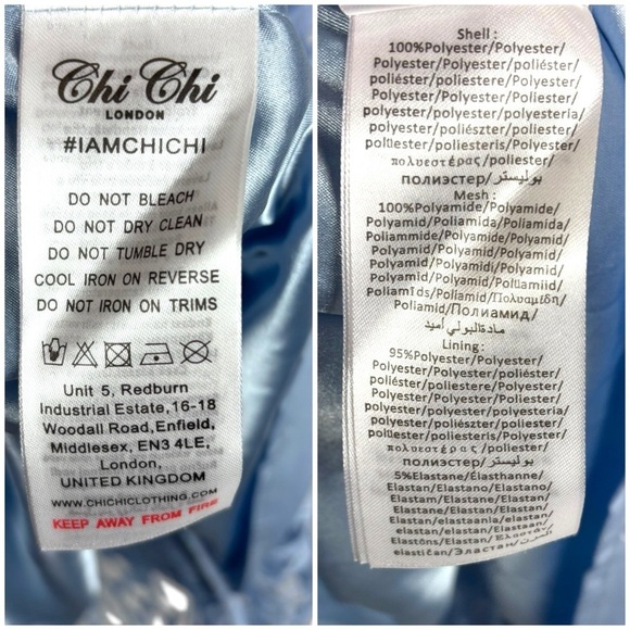 CHI CHI LONDON SKY BLUE GUIPURE FLORAL LACE OFF THE SHOULDER COCKTAIL DRESS - Picture 15 of 15